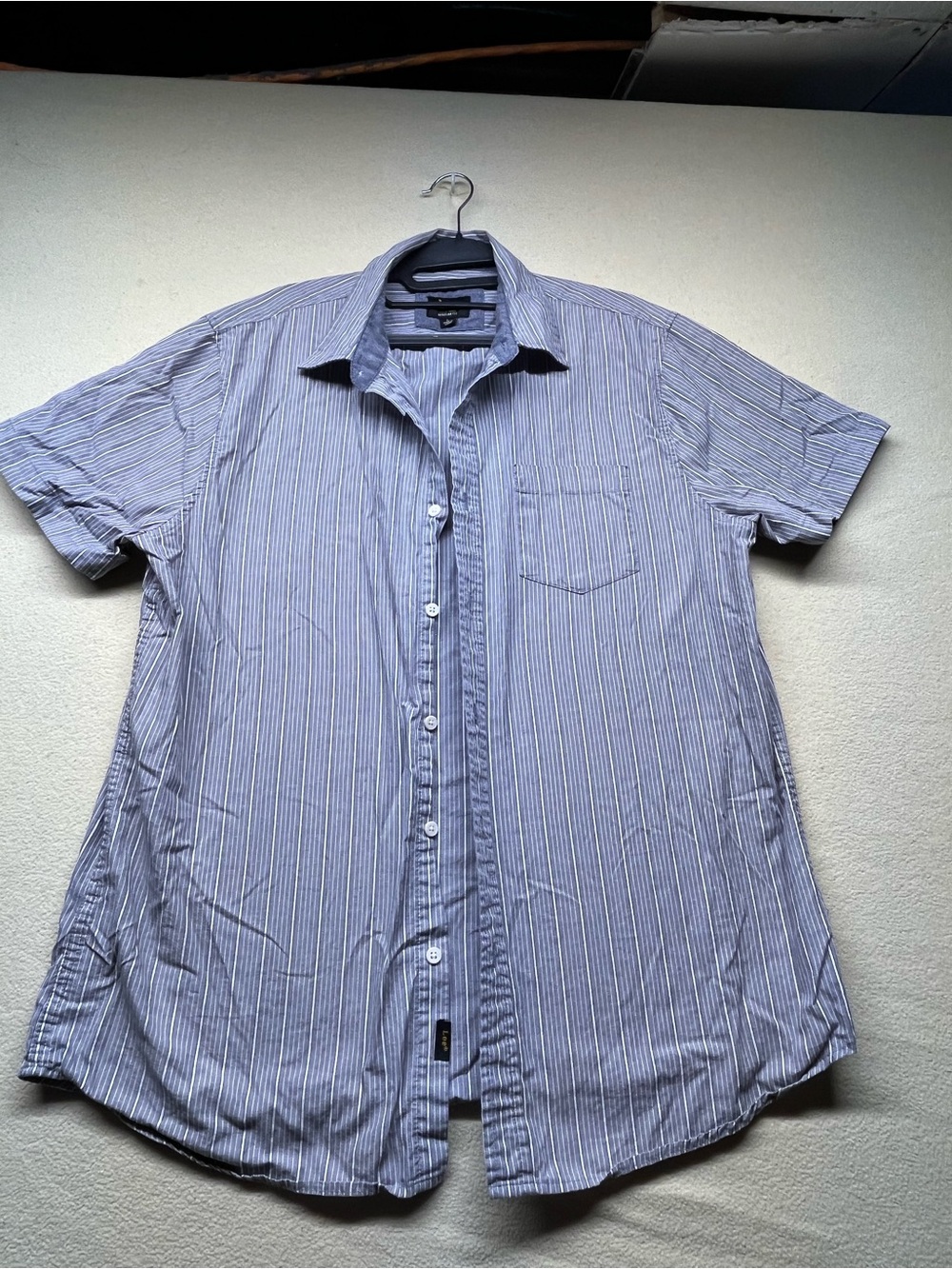Lee Short-Sleeve Button-Up Shirt in Blue and White Stripe